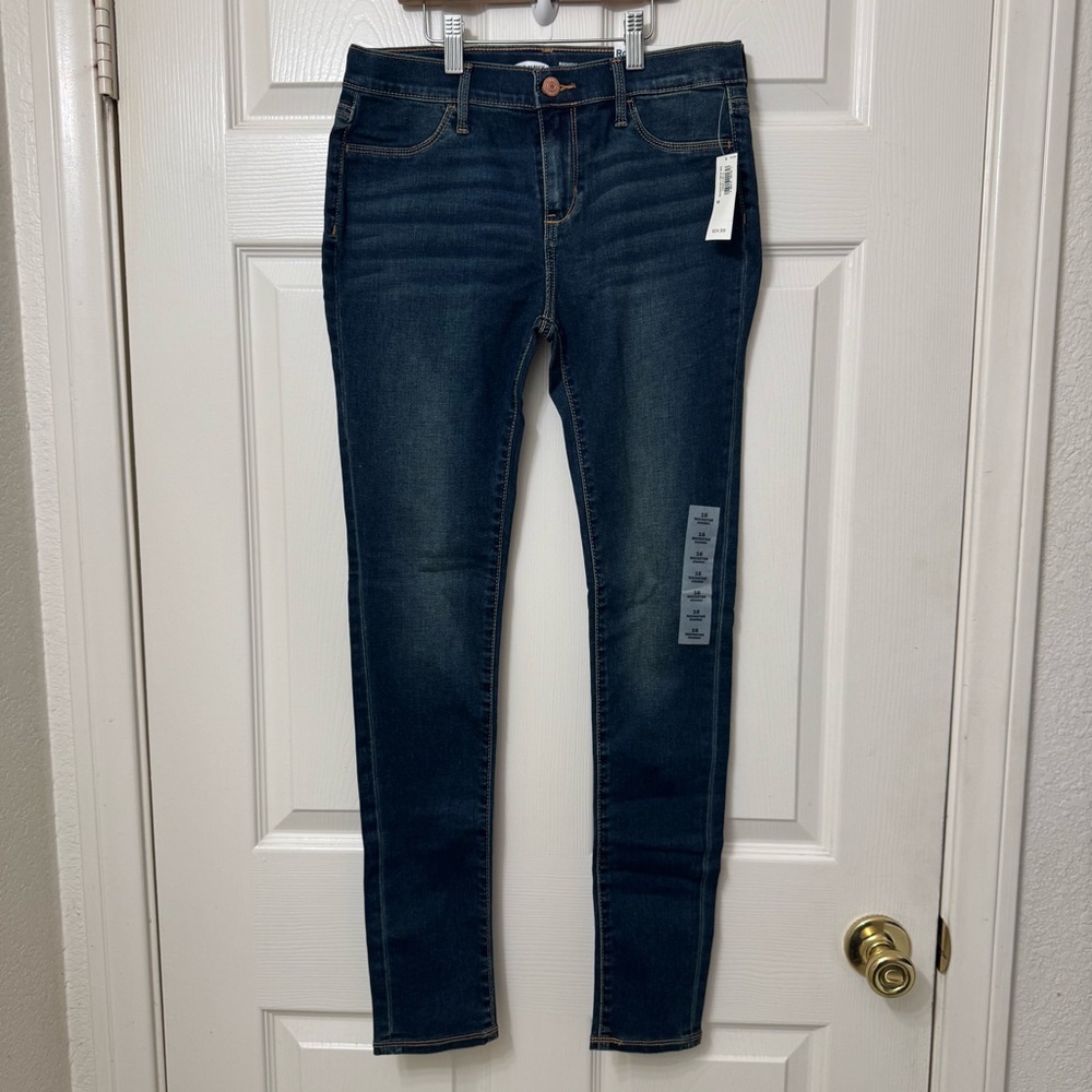 Old Navy Blue Rockstar Jeggings Girls Sz 16 Built-In Tough Adjustable Waist Tabs